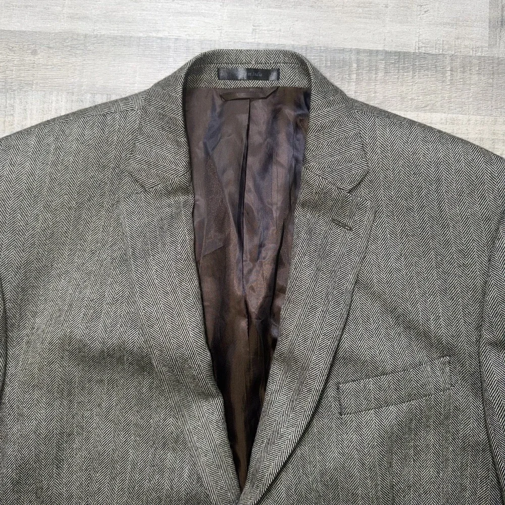 Ralph Lauren Men Blazer 46 Large Gray Wool 2 Button Sport Coat Elbow Patches